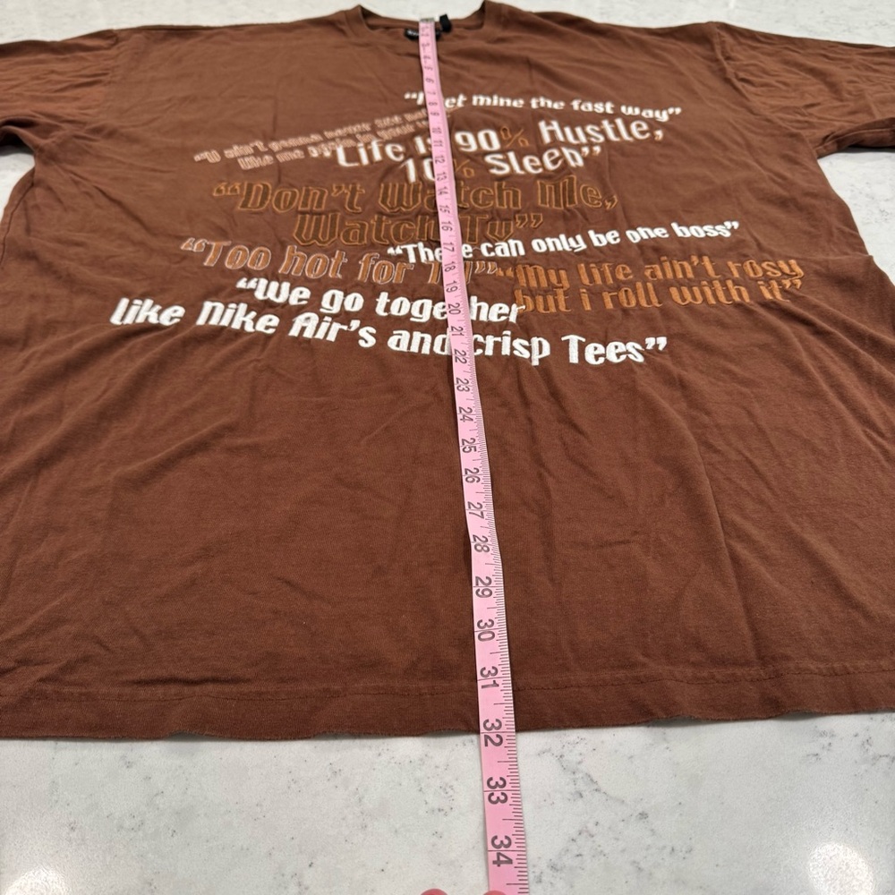 Y2K HTF Star Co. Unrestricted Apparel Brown Hip Hop Rap Song Lyrics Men's 2XL - Picture 9 of 9